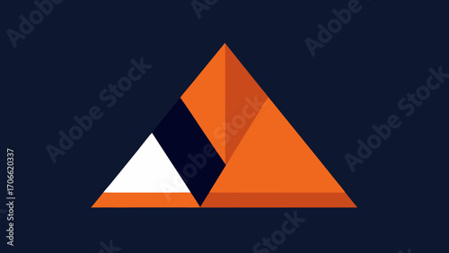 Abstract Geometric Triangle Formation in Orange White and Dark Blue pattern