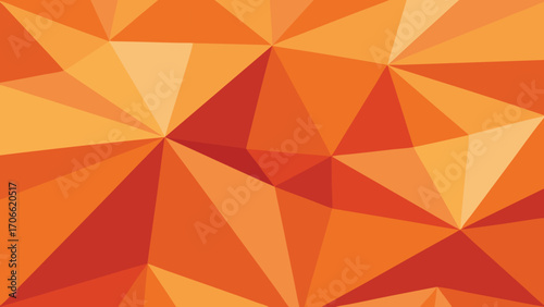 Vibrant abstract geometric low-poly background in shades of orange and red texture