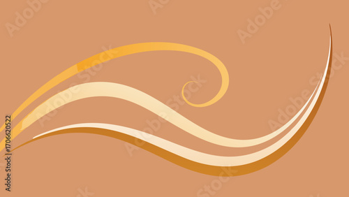Abstract Golden Swirls and Waves on a Brown Background curves lines