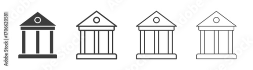 Bank icons set vectors graphic designs
