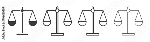 Balance scale icons set vectors graphic designs