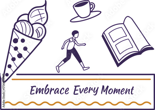 Celebrate life’s simple pleasures—ice cream, coffee, books, and walks. This design inspires you to embrace every moment with joy, mindfulness, and positivity every day.