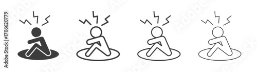 Anxiety or stress icons set vectors graphic designs