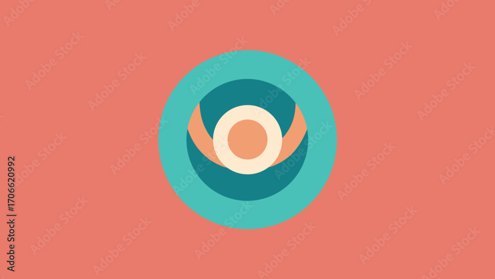 Obraz premium Abstract Circular Design With Humanoid Figure In Warm Tones circle graphic