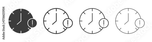 Alarm exclamation icons set vectors graphic designs