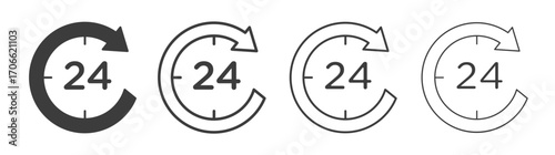 24 hrs icons set vectors graphic designs