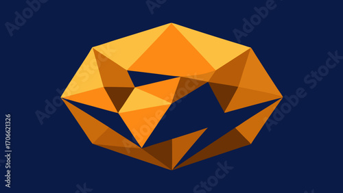 Orange Geometric Crystal Polygon Abstract on Dark Blue vector illustration