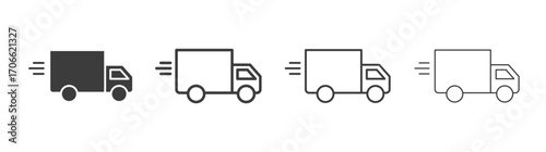 Truck icons set vectors graphic designs