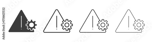 Technical warning icons set vectors graphic designs