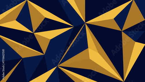 Dark Blue and Gold Geometric Faceted Abstract Background pattern