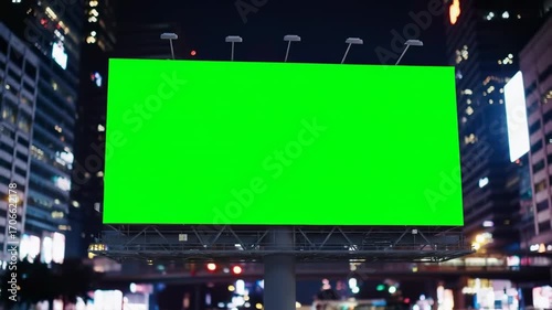 Billboard Timelapse Green Screen at Night