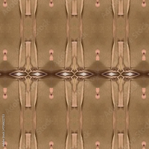 Geometric textile-inspired abstract pattern in beige and soft pink tones, creating symmetry and modern elegance. Golden keywords: textile, abstract, pattern, symmetry, art.