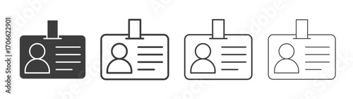 Id badge icons set vectors graphic designs