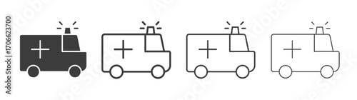 Ambulance icons set vectors graphic designs