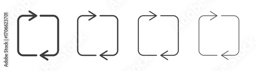 Arrows repeat icons set vectors graphic designs