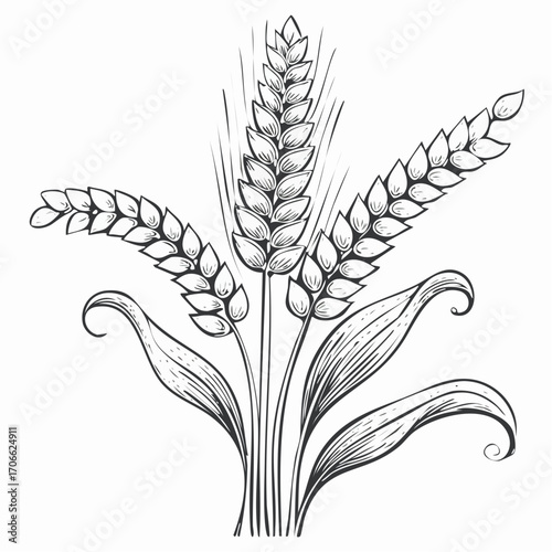 Millet plant botanical line art vector illustration