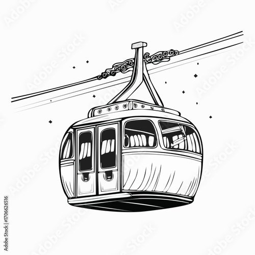 Cable Car vector line art