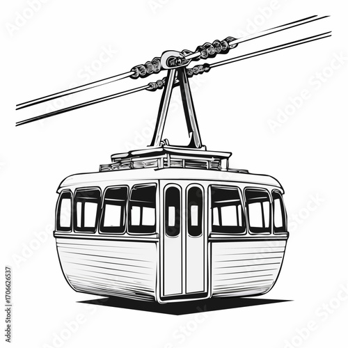 Cable Car vector line art