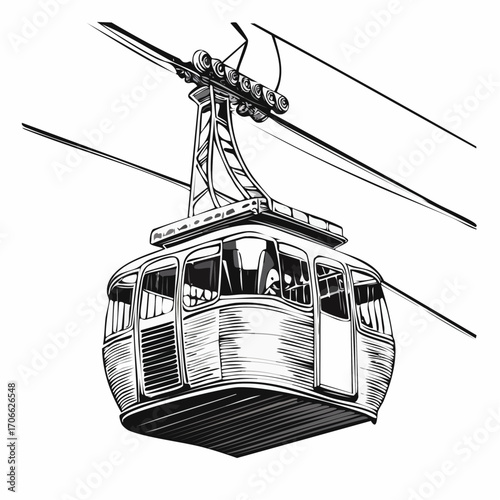 Cable Car vector line art