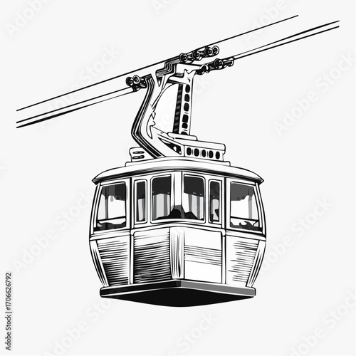 Cable Car vector line art