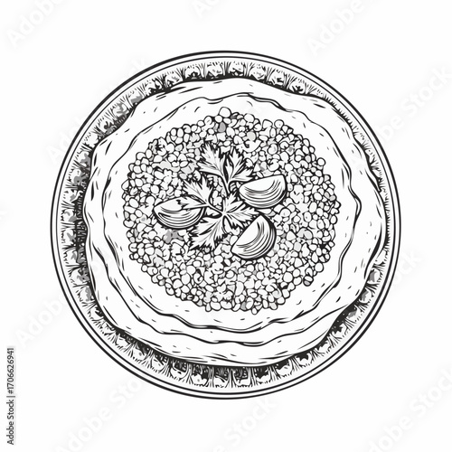 Lahmacun Turkish flatbread with minced meat and vegetables