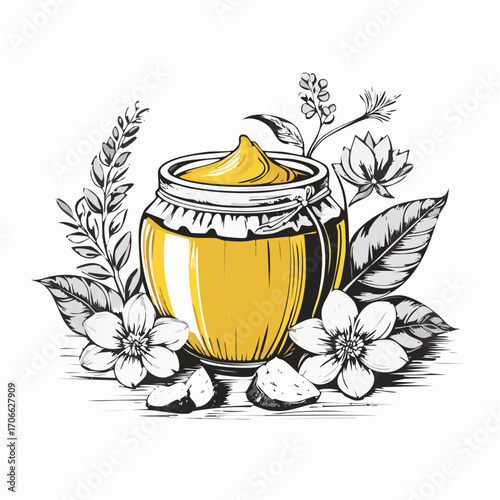 Traditional Indian ghee in rustic kitchen setting