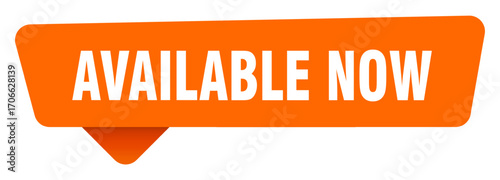 available now sticker. available now orange sign isolated on transpatent background
