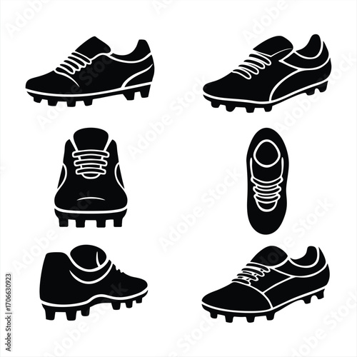 Football Boots Soccer Cleats Vector Icon Set