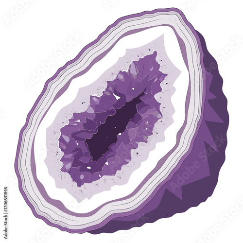 Purple Amethyst Geode Slice Illustration crystal mineral