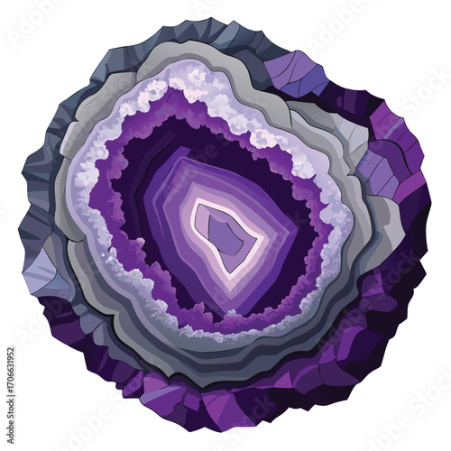 Purple amethyst geode cross section crystal mineral
