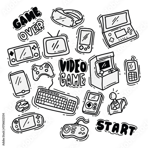Video Game set Doodle Collection