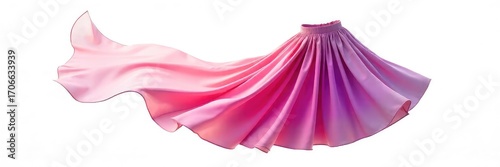 A stylish, flowing skirt isolated on a pure white background, perfect for fashion design, e-commerce, and textile projects Various angles and colors available , white background, material, long