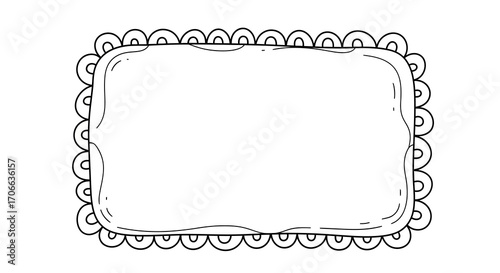Decorative Vector Frame with Scallop Border in Minimalist Style