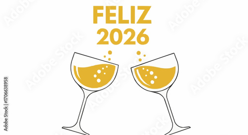 Happy new year 2026 feliz year celebration happy new year champagne toast party glasses cheers toasting new year celebration year vector