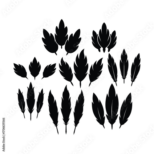 Floating Chicken Feathers Silhouette with Dynamic Motion Lines