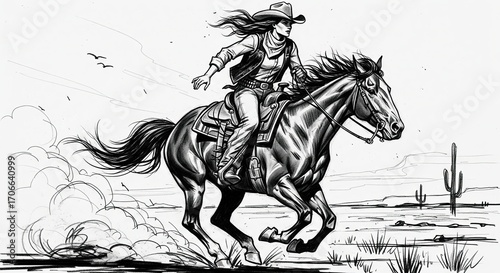 Dynamic Cowboy Woman