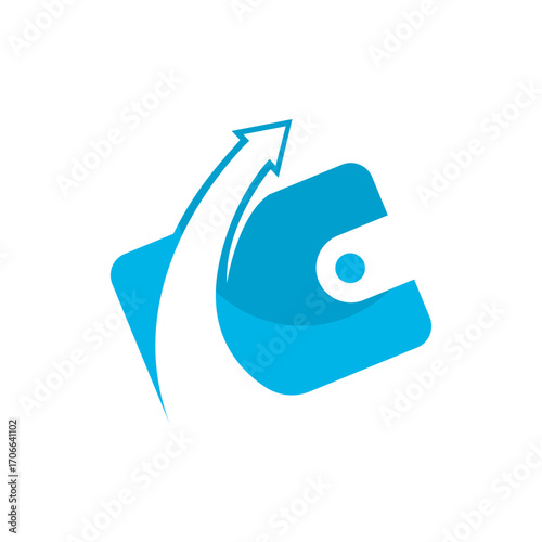 sign of wallet with arrow logo, cashback icon logo vector icon illustration