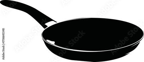 Frying pan sketch hand drawn kitchen utensil with long handle — stock vector