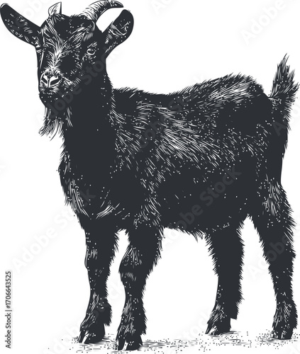 Goat sketch hand drawn style detailed farm animal illustration — stock vector