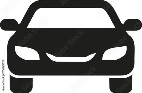 Car front view sketch, hand drawn vector, simple modern silhouette icon — stock vector
