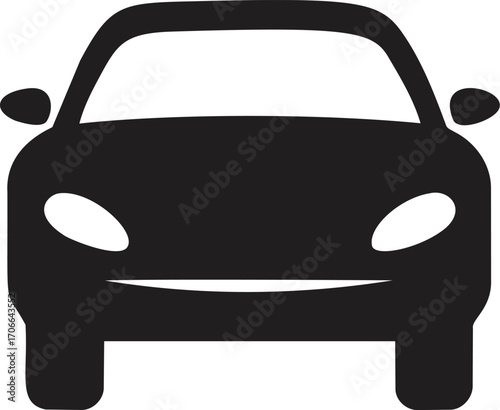 Car front view sketch, hand drawn vector, simple black silhouette icon — stock vector