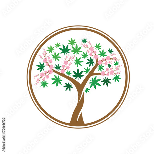 marijuana tree abstract logo modern style