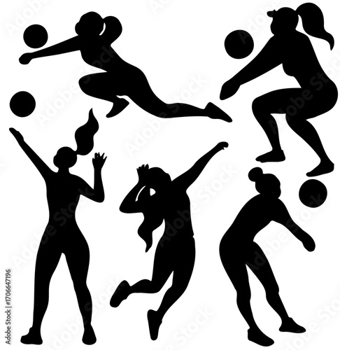 Volleyball players silhouettes vektor