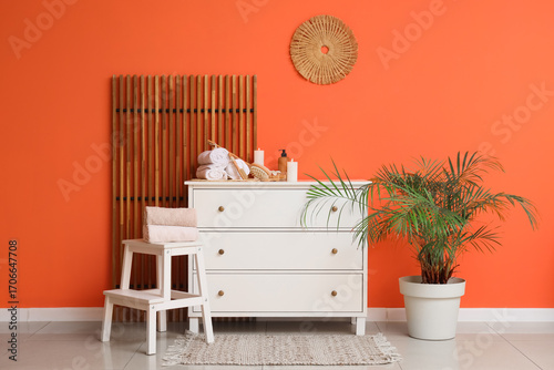 Interior of room with folde...