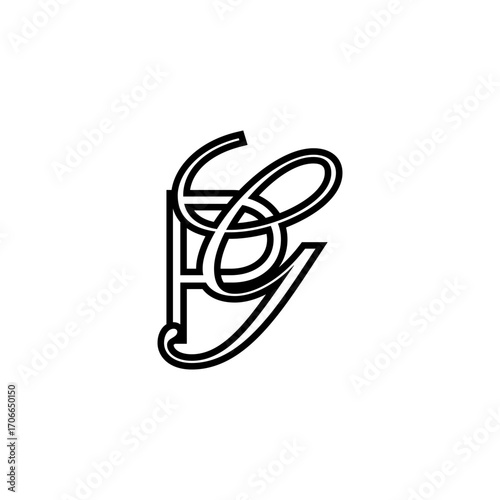 initial letter P with g script logo