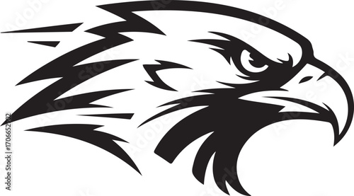 Fierce Eagle Head Profile in Bold Black and White Design