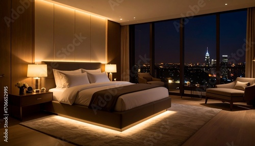 夜景の見えるホテルの部屋・ラグジュアリーホテル