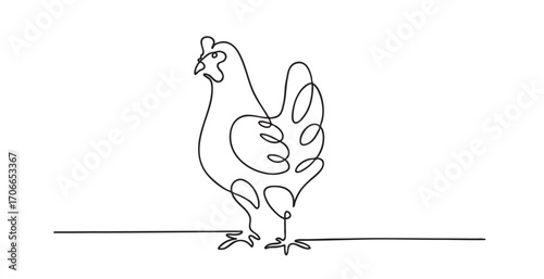 Black line art chicken
