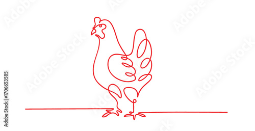 Red line art chicken 