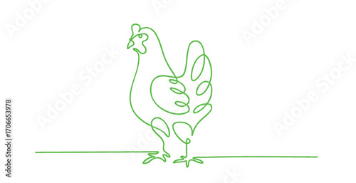 Green line art chicken